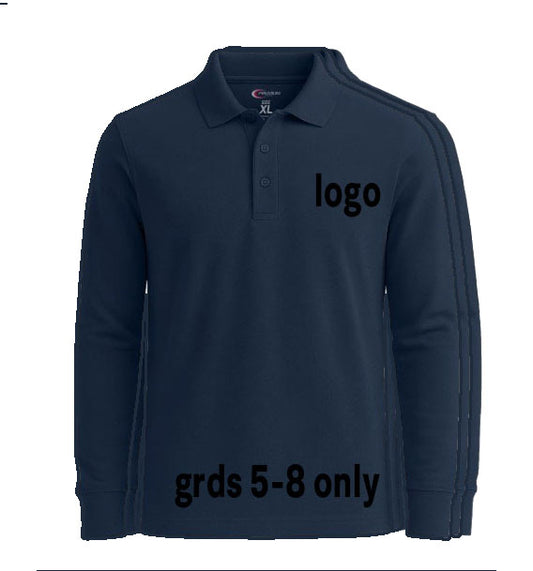 Polo de manga larga para niño (blanco), paquete de 3