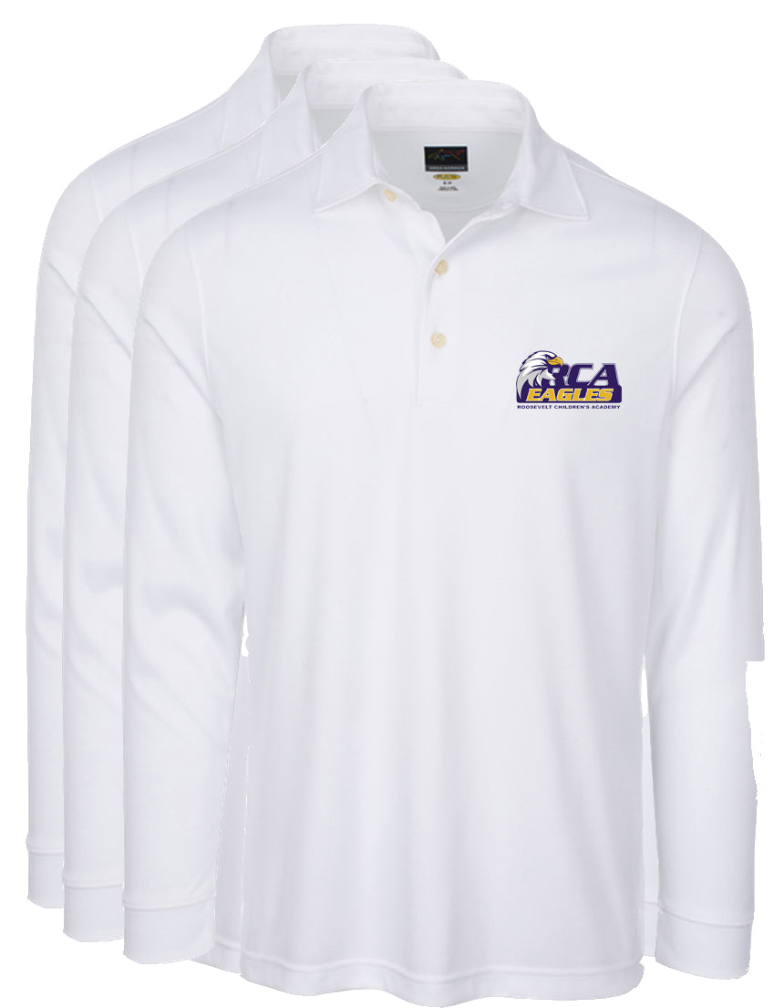 Boys Top Polo Long Sleeve (White) 3Pck