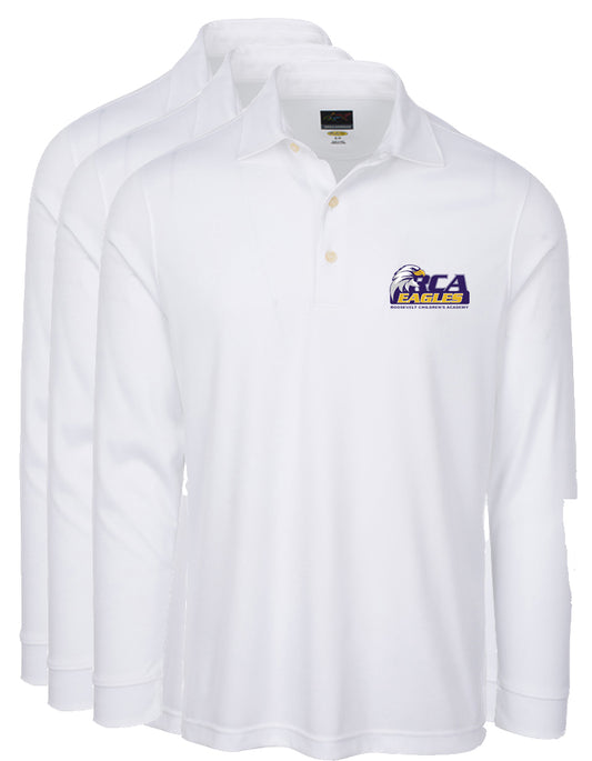Boys Top Polo Long Sleeve (White) 3Pck